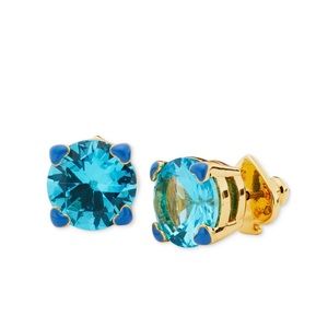 Kate Spade Gold-Tone 4-Heart Prong Blue Crystal Stud Earrings